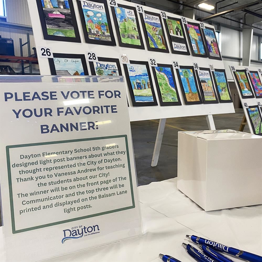  Dayton Elementary students artwork on display for voting at a City of Dayton event